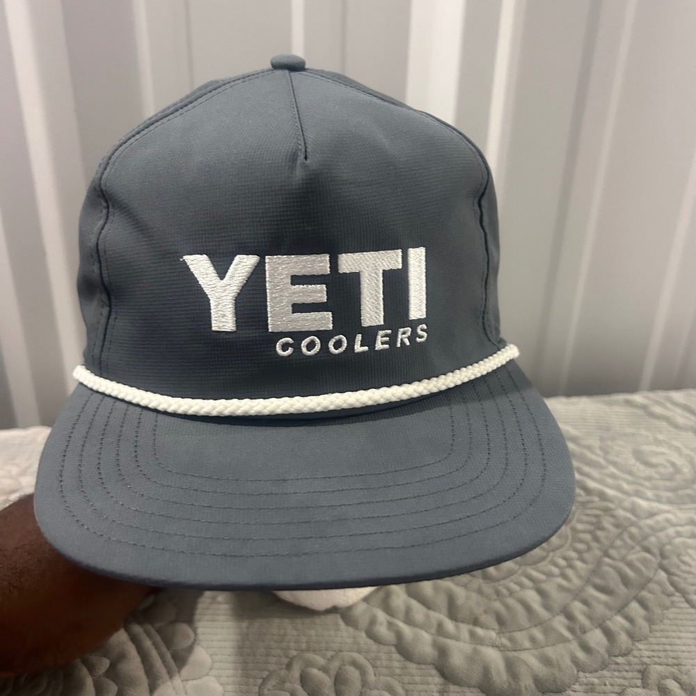 YETI Coolers Gray Ripstop Rope Hat Adjustable Snapback Trucker Cap Mens
